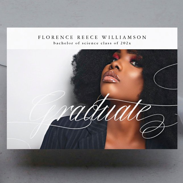 Customisable Calligraphy Photo College Graduation Announcement (Creator Uploaded)