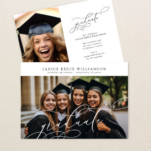 Customisable Calligraphy Photo College Graduation Announcement