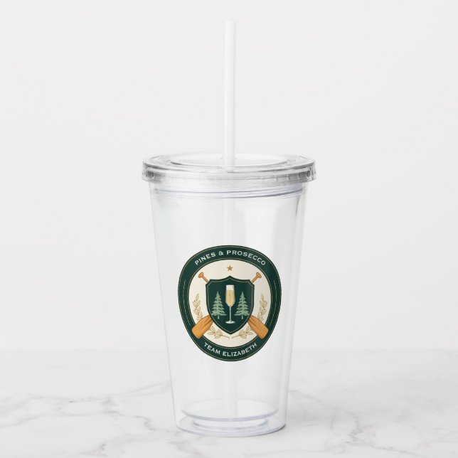 Customisable Camp Bachelorette Weekend Acrylic Tumbler (Front)