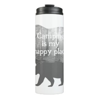 Customisable "Camping is my happy place" Thermal Tumbler