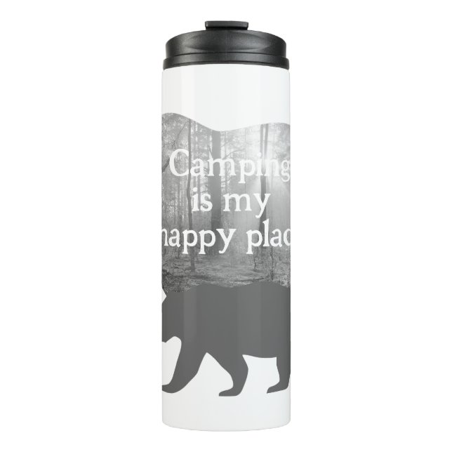 Customisable "Camping is my happy place" Thermal Tumbler (Front)