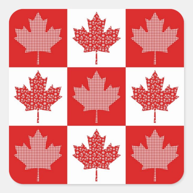 Customisable Canadian Maple Leaf Tees, Gifts Square Sticker (Front)