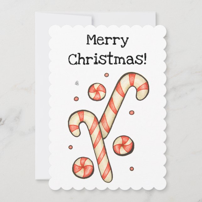 Customisable Candy Cane - Merry Christmas Card (Front)