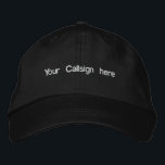 Customisable Cap<br><div class="desc">Customisable Cap with any text you'd like imbroidered on the front.  Put your  Callsign if you wish.  Also incorporate an image from your computer if desired.  Hat/text colours optional... . Many colours to choose from.  T</div>