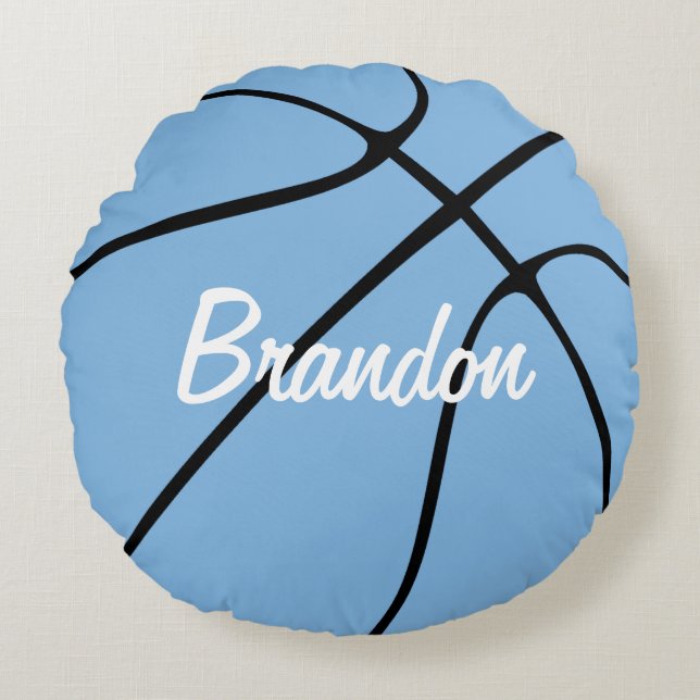Customisable Carolina Blue Basketball Round Throw Round Cushion (Front)