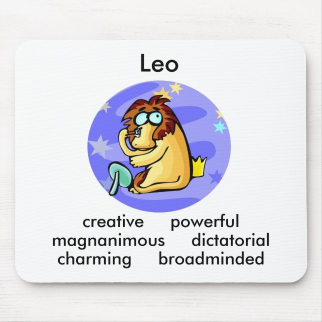 Customisable Cartoon Leo Lion traits Zodiac Mouse Pad (Front)