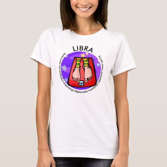 Customisable Cartoon Libra Scales traits Zodiac T-Shirt (Front)