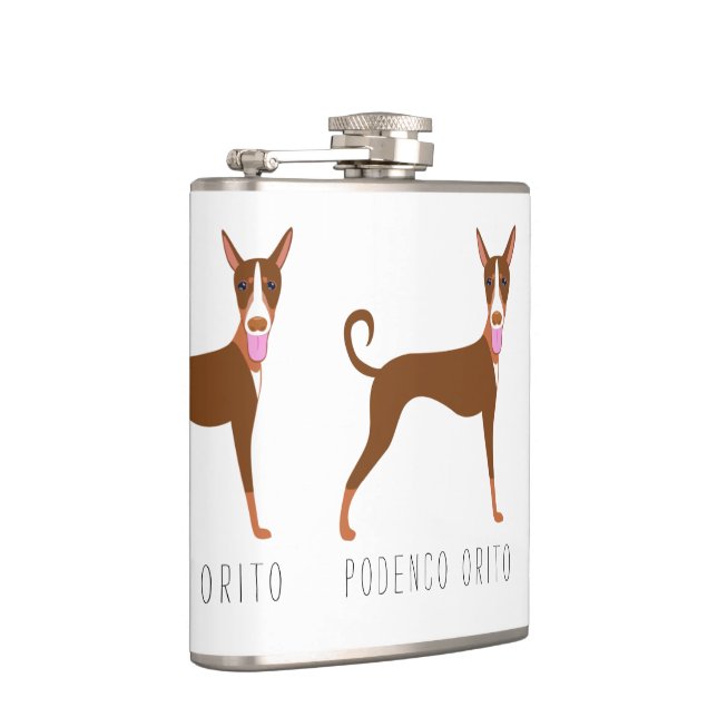 Customisable Cartoon Podenco Orito Dog Hip Flask (Right)