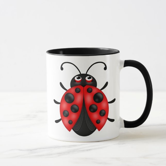 Customisable Cartoon Red Ladybug Drinkware Mug (Right)