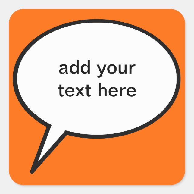 customisable cartoon speech balloon square sticker (Front)