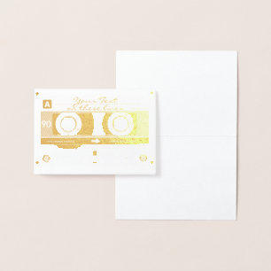 Customisable Cassette Tape Card, Gold Foil Printed Card