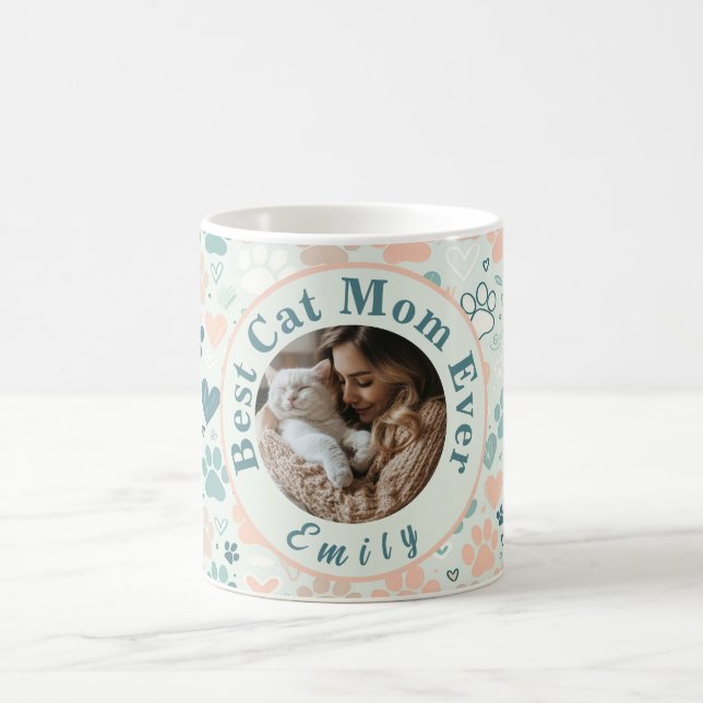Customisable Cat Lover Mug with Pastel Paw Print  (Center)