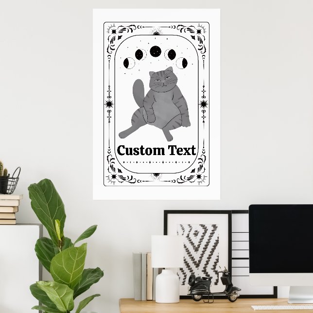 Customisable Cat Lover Tarot Zodiac Celestial Moon Poster (Home Office)