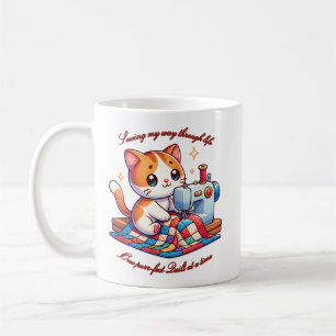 Customisable Cat Quilting on a Sewing Machine  Coffee Mug