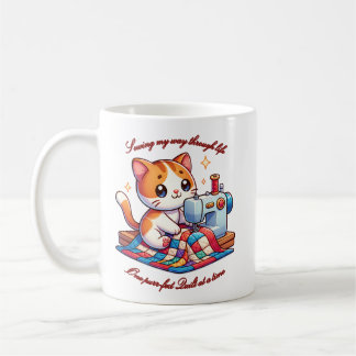 Customisable Cat Quilting on a Sewing Machine Coffee Mug