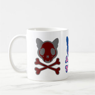 Customisable Cat Skull and Crossbones Coffee Mug
