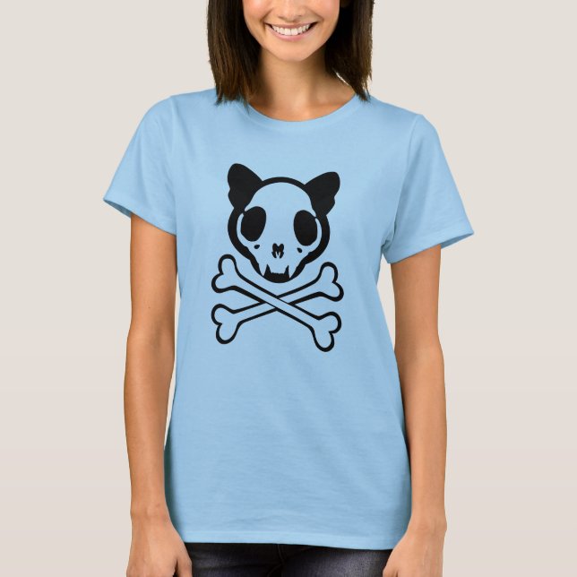 Customisable Cat Skull and Crossbones T-Shirt (Front)