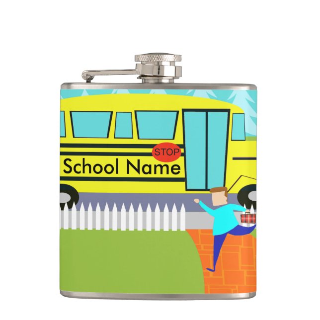 Customisable Catching School Bus Flask (Front)