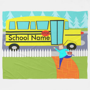 Customisable Catching School Bus Fleece Blanket