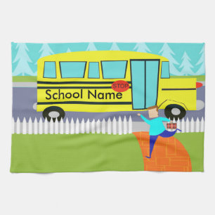 Customisable Catching the School Bus Kitchen Towel