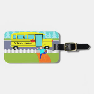 Customisable Catching the School Bus Luggage Tag