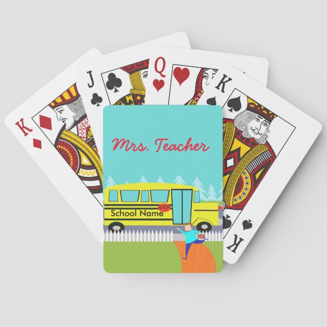 Customisable Catching the School Bus Playing Cards (Back)