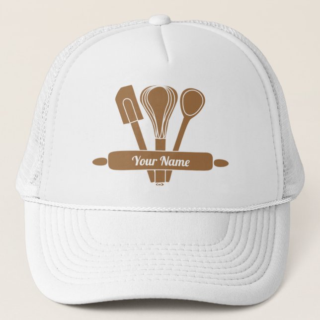 Customisable caterer cook baker trucker hat (Front)