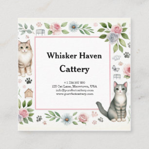 Customisable Cattery Business Card With Cat Motif