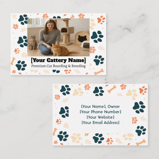 Customisable Cattery Business Card with Photo (Front/Back)