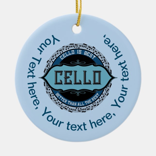 Customisable Cello Best Music Note Circle Ceramic Ornament (Front)