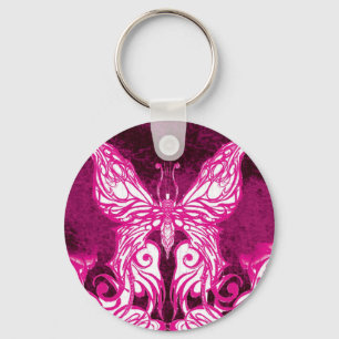 Customisable Celtic/Tribal Pink Butterfly Key Ring