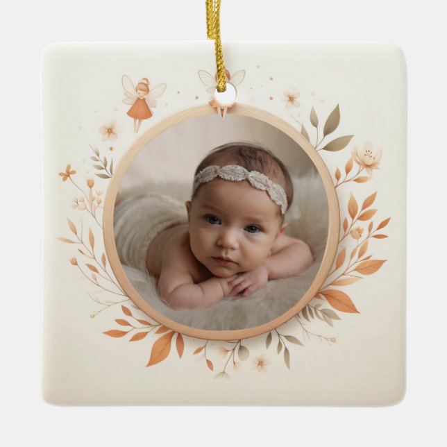 Customisable Ceramic Ornament with Fairy Frame (Front)