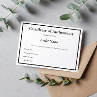 Customisable Certificate of Authenticity for Art