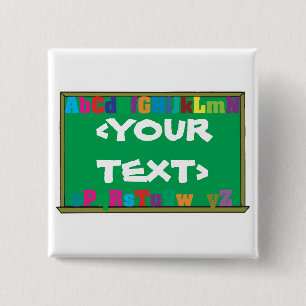 Customisable Chalkboard, <YOURTEXT> 15 Cm Square Badge