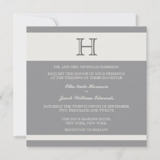 Customisable Charcoal Stripe Wedding Invitation