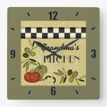 Customisable chequered kitchen wall clock