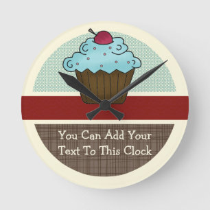 Customisable Cherry Cupcake v2 Round Clock