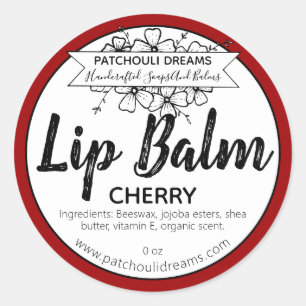 Customisable Cherry Lip Balm Label Handmade