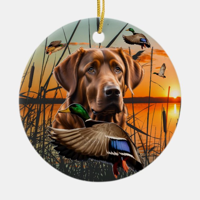 Customisable Chesapeake Bay Retriever Ceramic Ornament (Front)