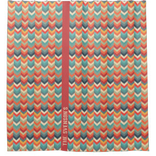 Customisable Chevron Pattern with Retro Colour Pal Shower Curtain