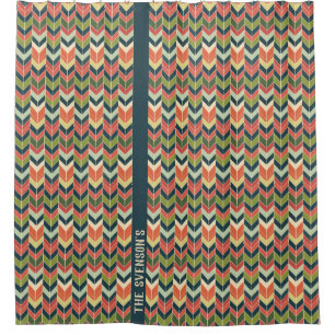 Customisable Chevron Pattern with Retro Colour Pal Shower Curtain