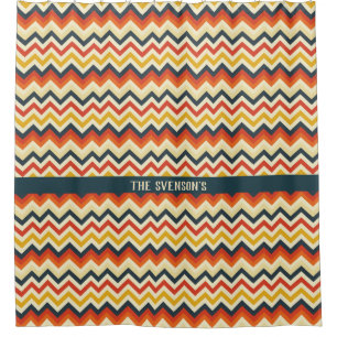 Customisable Chevron Pattern with Retro Colour Pal Shower Curtain
