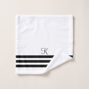 Customisable Chic Black And White Hotel Aesthetic Bath Towel Set