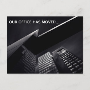 Customisable Chic Black Office Building Moving Announcement Postcard