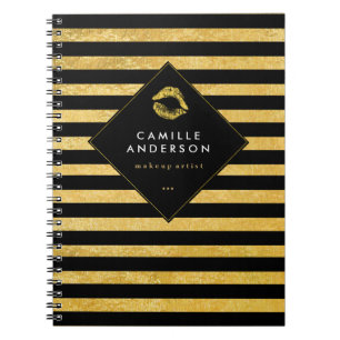 Customisable Chic Gold Lipstick Smooch Note Book