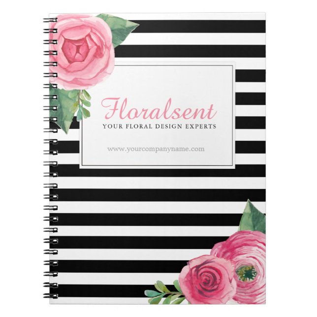 Customisable Chic Pink Roses Note Book (Front)