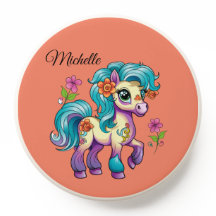 Customisable Child's Name Cartoon Pony Phone Grip