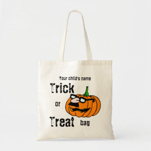Customisable Child's Trick or Treat Funny Pumpkin Tote Bag