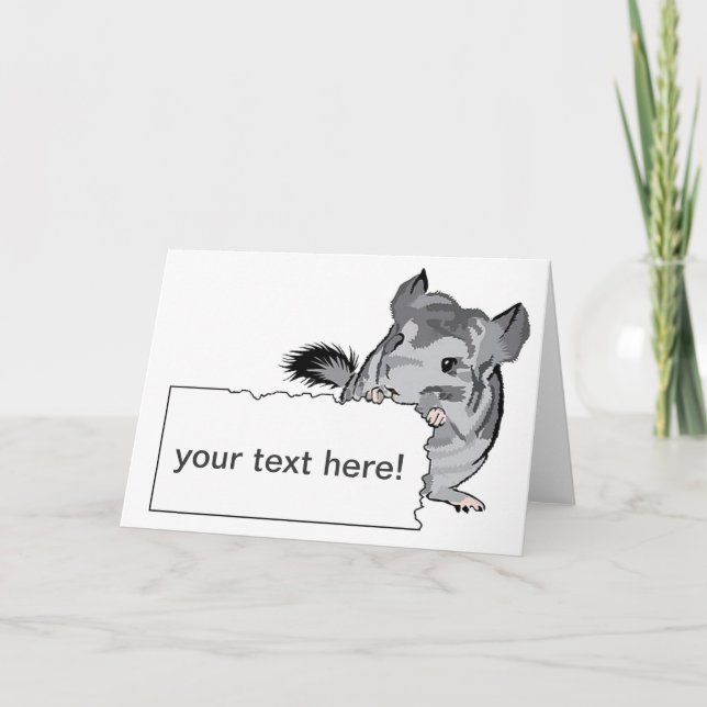 Customisable Chinchilla greeting birthday card (Front)