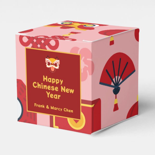 Customisable Chinese New Year Lucky Red Icons Favour Box (Front Side)